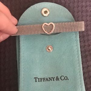 Tiffany & Co silver steel mesh bracelet.
